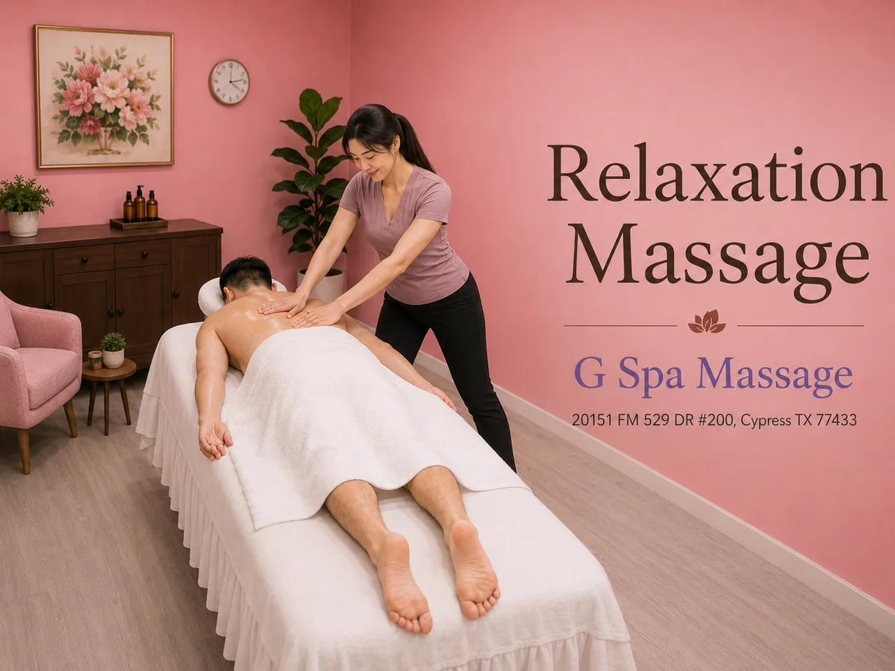 Relaxation massage poster from G Spa Massage Cypress